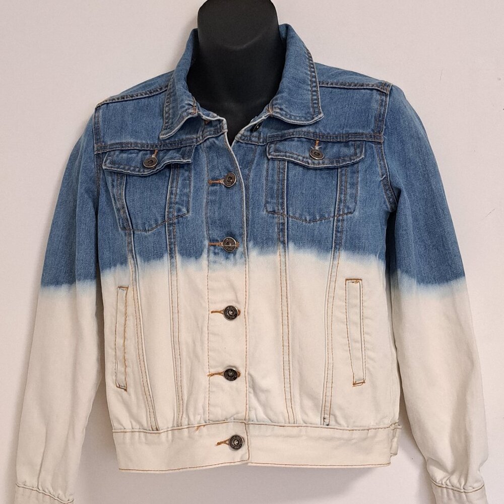 LUE Distressed Bleached Denim Jacket Misses Size Small